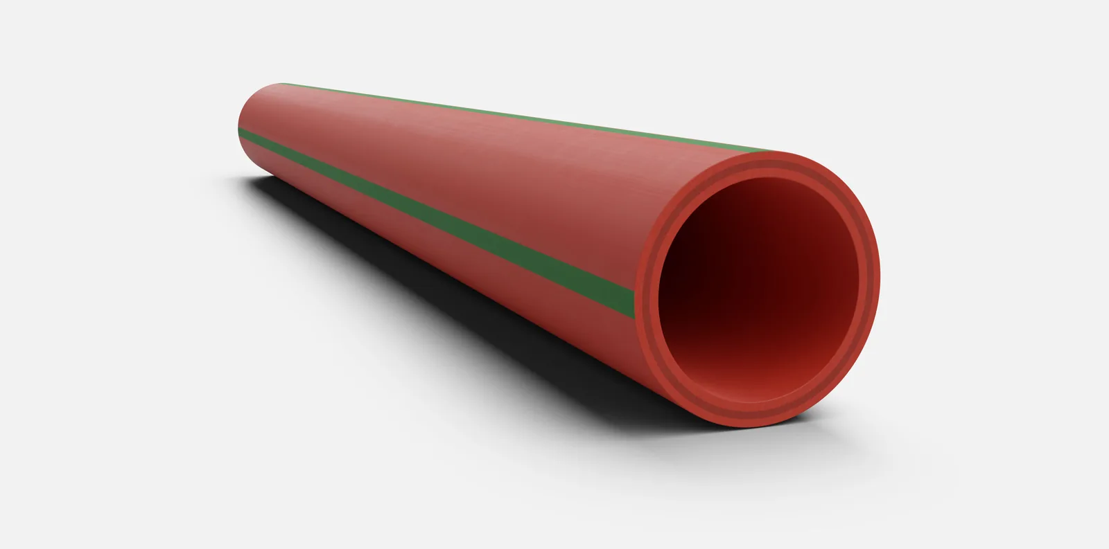 aquatherm red sprinkler borusu, kırmızı gövde ve yeşil şeritler